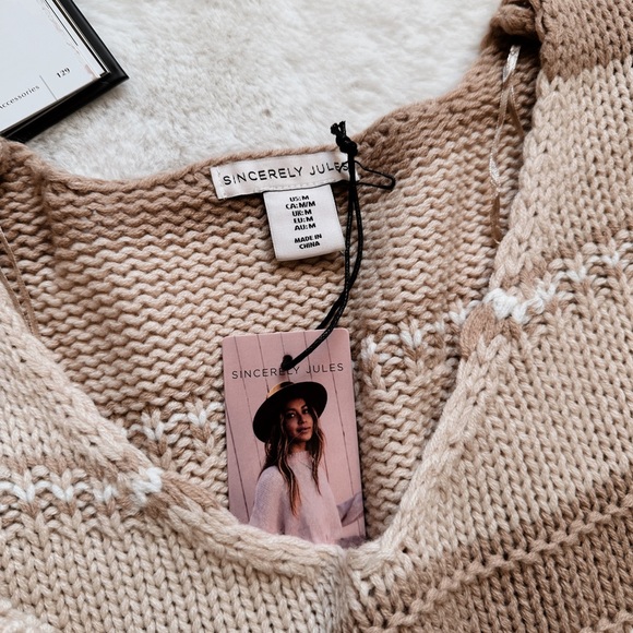 SOLD Sincerely Jules Latte&Cream Knitted Sweater - Picture 5 of 8